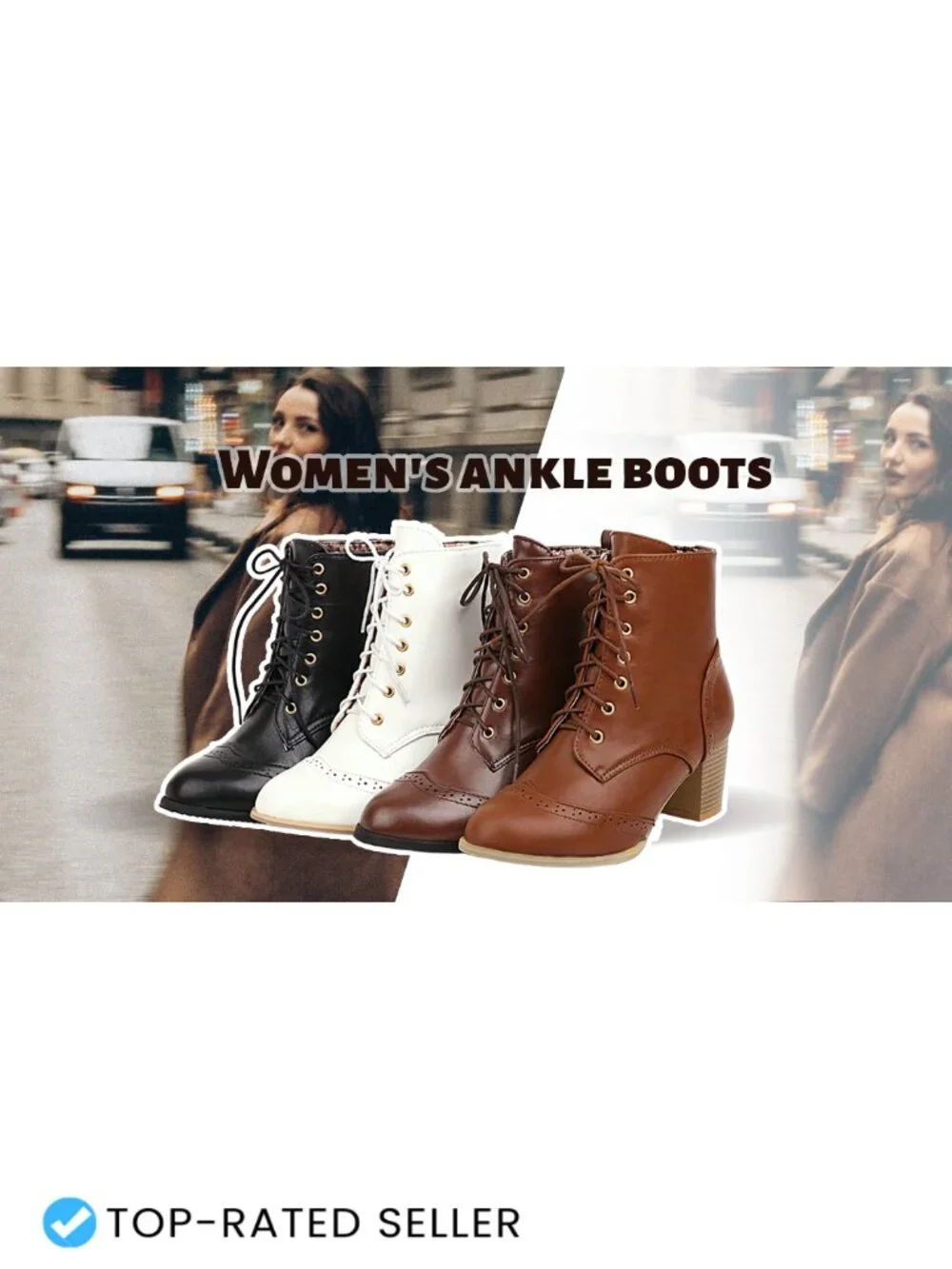 Faux Leather Victorian Granny Booties Lace Up Round Toe Ankle Boots